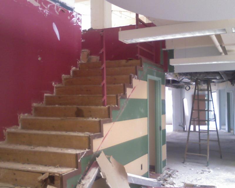 Demolition of entire stair case with railings